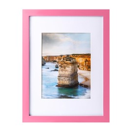 wyooxoo 9x12 Picture Frame Made of Solid Wood Photo Frame Display Pictures 6x8 with Mat or 9x12 Without Mat Colorful Frame For Table top Display or Wall, Pink, 1 Pack