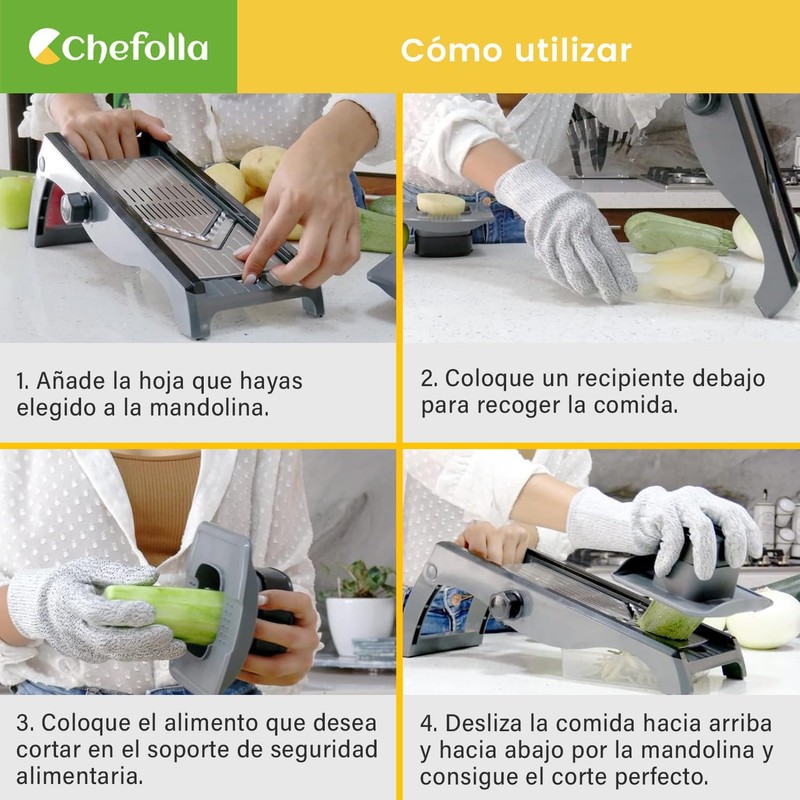 CHEFOLLA Cortador de Verduras, Rallador de Acero Inoxidable Cocina