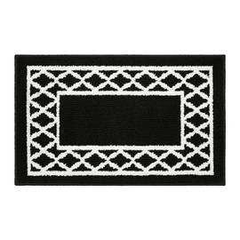 Marina Decoration Decor Luxury Non-Slip Rubber Backing Safety Soft Runner Area Carpet Floor Area Rug Indoor Interior Accent Decorative Mat, Black Color Moroccan Trellis Design, 20 x 32 Inch
