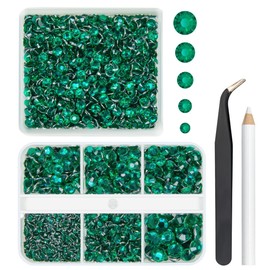 qiipii 2 Boxes 3060PCS Jade Green Resin Crystal Rhinestones for Crafting 2mm 3mm 4mm 5mm 6mm Moss Green Flatback Gems Stones No-Hotfix Diamonds Crystals for Nails Face Eyes Tumblers Bottles DIY Crafts