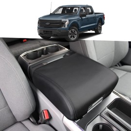 YOFAMO Center Console Armrest Box Cover Anti-Scratch Leather Auto Central Armrest Protector Pad Interior Decoration Accessories for F150 F-150 2021 2022 2023 (Black)