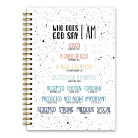 NaZaUK Inspirational Christian Spiral Notebook, God Says I Am Bible Journaling Notebooks for Note Taking, Inspirational Christian Gifts for Women, Prayer Scripture Journal, Spiral Journal 5.5x8.3
