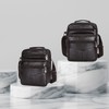 Business Shoulder Bag Black Cowhide Metal Zippers Large Capacity Business