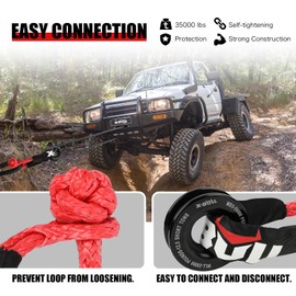 X-BULL Synthetic Soft Shackles (35,000lbs Max Breaking Strength) 1/2 inch x 22 inch with Snatch Recovery Ring Kit for Off-Road Sailing UTV, ATV, Trucks