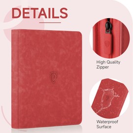 Deoyibu Card Binder with 9 Pockets, Trading Card Binder for 360 Trading Cards, Double-Sided Collectable Album with Zip, Card Folder for MTG, TCG, Playing Cards, Sports Cards, Red