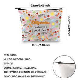 WCGXKO California Gift Family Trip Merch California State Eco Zipper Pouch Makeup Bag (C Bag)
