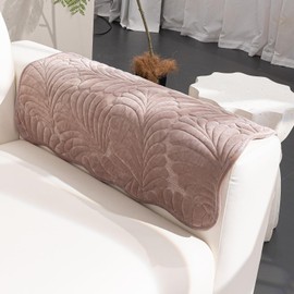 MDSASFD Palm Leaves Sofa Couch Cover, Sofa Covers Washable for Dogs, Velvet Couch Covers for Sectional Sofa, Anti Slip Furniture Protector Covers, L Shaped Armrest Cover(Khaki, 27"x 27")