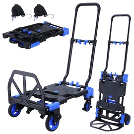 2-in-1 Hand Truck Dolly Foldable,330LB Capacity Hand Dolly,Convertible Hand Cart with Retractable Handle,Hand Truck Foldable Dolly with 4 Wheels,Portable Handtruck