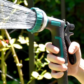 AQUAZILLA Garden Hose Nozzle,ABS Water Spray Nozzle with Heavy Duty 8 Adjustable Watering Patterns,Slip Resistant for Watering Plants,Lawn& Garden,Washing Cars,Cleaning,Showering Pets & Outdoor Fun.