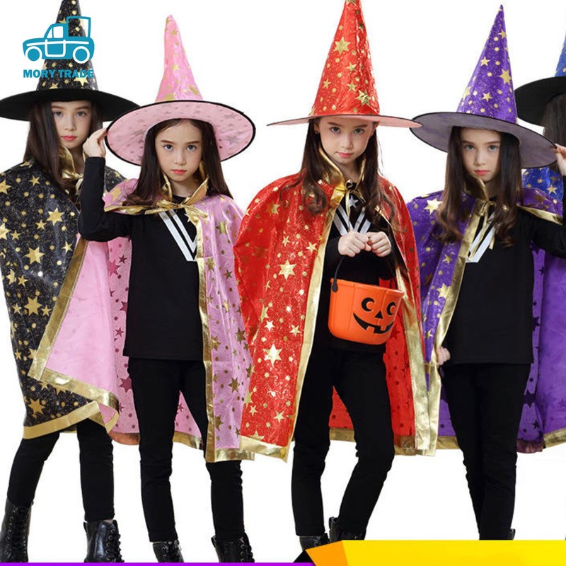 morytrade Cosplay Cloak Hat Set for Kids Witch Wizard Dracula