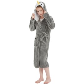 ACOGNA Girls Robe Hooded Boys Animal Bathrobes Children Birthday Christmas Gifts, penguin 140