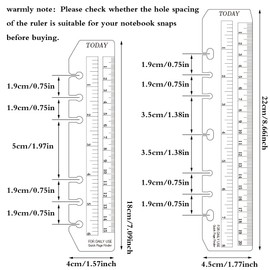 JKJF A5 Ruler A6 Ruler Bookmark Ruler Plastic Page Marker Pocket Page Finder for A5 A6 Format 6-Hole Binder Notebook, Pack of 4 Clear and Black