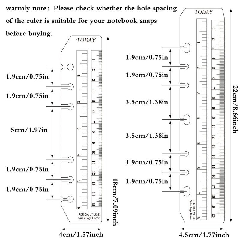 JKJF A5 Ruler A6 Ruler Bookmark Ruler Plastic Page Marker