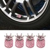 KITUREK 4PCS Crown Car Tire Valve Stem Caps, Crystal Rhinestone,