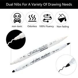 Focenat 6 Pieces Paint Pens, Fabric Marker Washable, Textile Pens, White and Black, Textile Markers, Fabric Pens, Paint Marker for T-shirts, Shoes, Fabric Bags