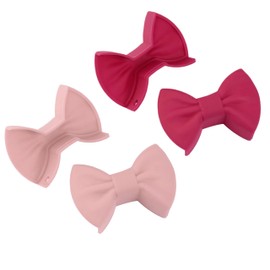 2 Pairs Silicone Bowknot Pot Handle Holders – Pink and Rose Red, Heat Resistant Non-Slip Grips for Cast Iron Skillets and Most Cookware