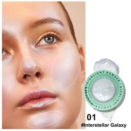 WALULAN Face Highlighter,Shimmer Highlighter Makeup, High Gloss Powder With Fine Shimmer and Delicate Texture, Enhancing the Atmosphere and Brightness