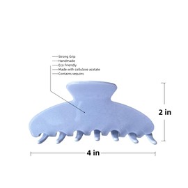 The OideGuiing Durable Acetate Hair Clips - 4-Inch Cherry Red Claw Clips for Fine and Thick Hair (Sequin blue)