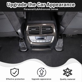 HIRUFAIT Rear Air Vent Outlet Frame Trim for Honda Pilot 2016-2022/ Ridgeline 2017-2024/ Passport 2019-2024, Rear Air Conditioning Vent Protector Cover Anti Kick ABS(Carbon Fiber Pattern)