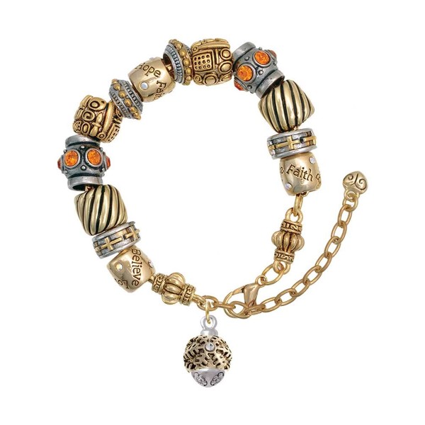 Delight Jewelry Goldtone Snowflake with Crystal Spinner Two Tone Christian