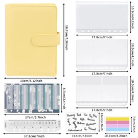 Mlife Budget Binder Set - 28pcs Leather Ring Binder Notebook with Clear Cash Envelopes,Budget Sheets and Label Stickers,Cash Organizer Money Saving Binder for Travel and Diary Yellow