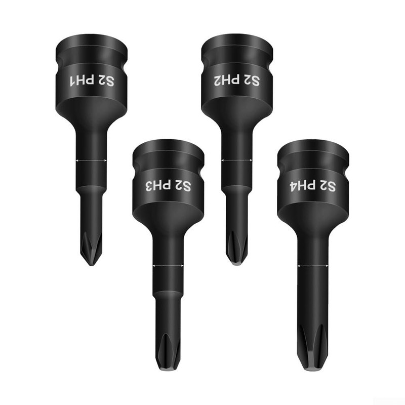 4pcs Bit Socket, 3/8 Inch Cross Screwdriver Bit for IMPACT