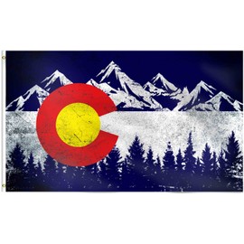 Colorado Flag Mountain Flags Banner 3x5 Ft,Colorado C Flags Vintage Mountain Canvas Header Polyester Outdoor Indoor Decor with Brass Grommets