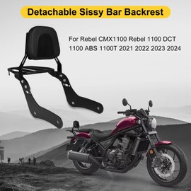 PSLER Sissy Bar Backrest for Rebel 1100 - Motorcycle Detachable Passenger Rear Sissy Bar Backrest with Luggage Rack for Rebel CMX1100 Rebel 1100 DCT ABS 2021 2022 2023 2024
