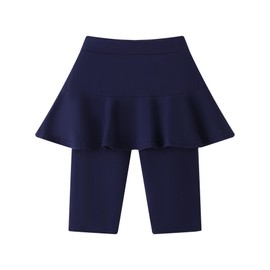 LOLANTA - Pantalones Cortos Largos hasta la Rodilla para niñas, con Falda, Pantalones Deportivos Informales（Marino, 5 Años）