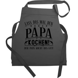 Shirtracer – Father's Day Gift BBQ Apron – Lass das mal den Papa kochen – Black – Cooking Apron for Men and Women - 3 anthracite