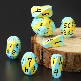 FONVGOGO Metal DND Dice Set, Dungeons and Dragons D&D Dice of 7 RPG Dice Set Metal Unique Cool Stonehenge Polyhedral D and D Dice with Cardboard Box for Role Playing Games TTRPG Gifts (Blue Yellow)