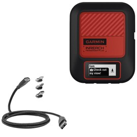 BoxWave Cable Compatible with Garmin inReach Messenger Plus - MagnetoSnap PD AllCharge Cable (100W), Magnet Charging Braided USB Type-C Micro - Jet Black