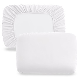 Horbaunal 2 Pack Microfiber Pillow Cases White Travel Elastic Band Bed Pillowcases, 1800 Thread Count Soft Pillow Covers for Standard & Queen Size Pillows, 20 x 26 Inches