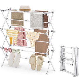 APEXCHASER Drying Rack Clothing, Clothes Drying Rack Foldable, Laundry Drying Rack Expandable, Small Clothe Hanger for Baby Clothes Towels Bibs, Socks, Clothes Airer for Indoor & Outdoor Use, White