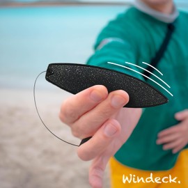 Windeck Finger Surfboard – Mini Hand Surf Toy for Air Tricks & Car Rides | Finger Board Surf Toy for Kids & Skaters | Grip Tape + Leash | Ride Wind from Moving Cars or Imagination (Original Colors)