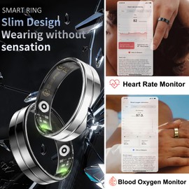 findtime Ultra Thin Smart Ring Heart Rate Monitor Sleep Tracker TikTok Scrolling Ring Blood Oxygen Fitness Tracker Blood Pressure Step Counter Pedometer Waterproof Health Smart Rings for Men Women