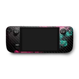 MightySkins Carbon Fiber Skin Compatible with Valve Steam Deck - Magenta Smoke | Protective, Durable Textured Carbon Fiber Finish | Easy to Apply, Remove, and Change Styles | Made in The USA