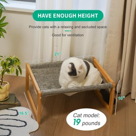 kiplant Large Cat Bed, Cat Hammock Bed, Bamboo Wood Cat Hammock for Outdoor, 21 X 16.5 Inch Elevated Pet Furniture Suitable for Kitty, Puppy, Rabbit, Bunny and Small Animal