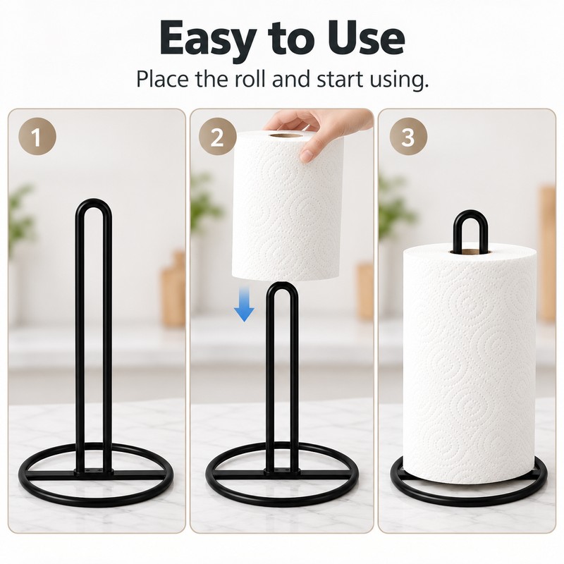Freestanding Paper Towel Holder for Kitchen – Easy-Access Countertop Roll