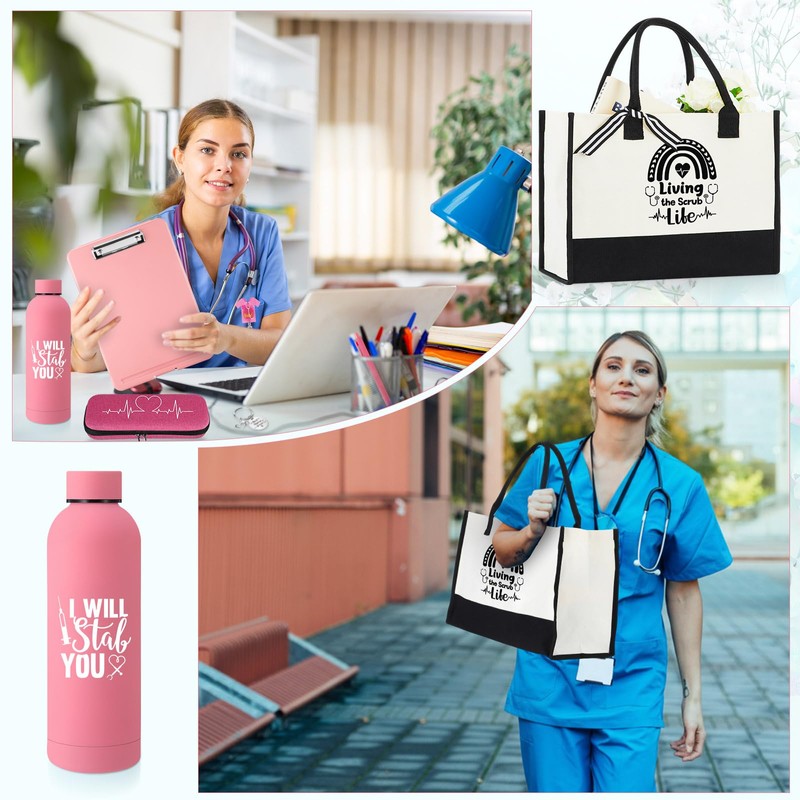 7 Pcs Nurse Week Appreciation Gifts Canvas Bag Tumbler Pen