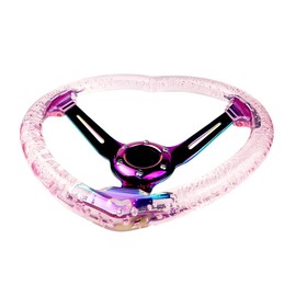 idain Universal Acrylic Racing Steering Wheel Heart-Shaped Design Steering Wheel Fit for Most vehicle,Racing car,RZR,Club Car (Pink)