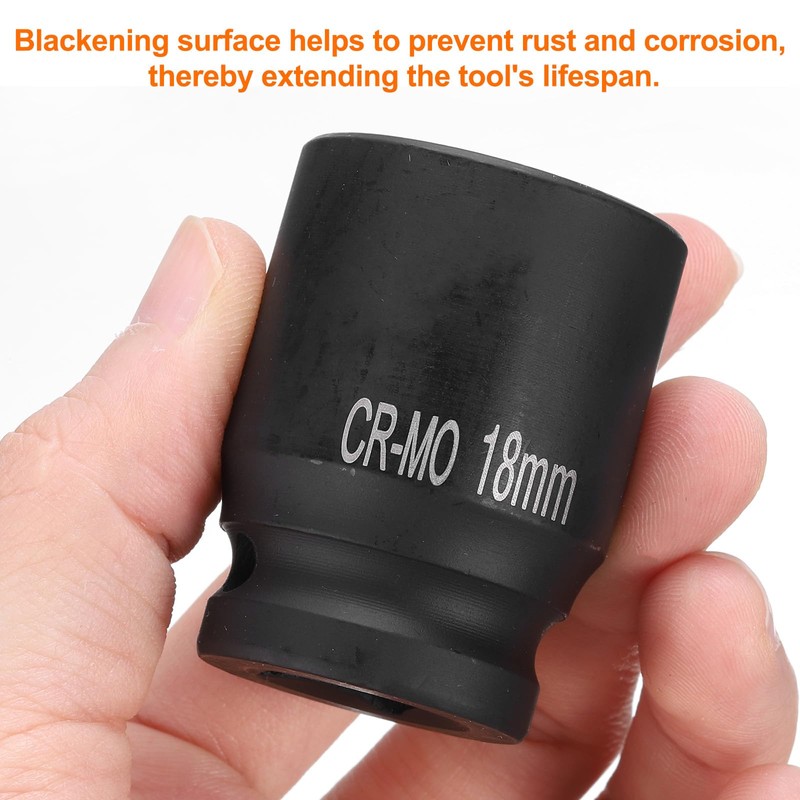 sourcing map 4 Point Square Socket 1/2" Drive 18mm Metric