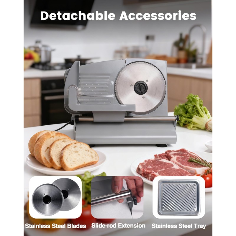 Pterying Meat Slicer Machine for Home - 200W Electric Food