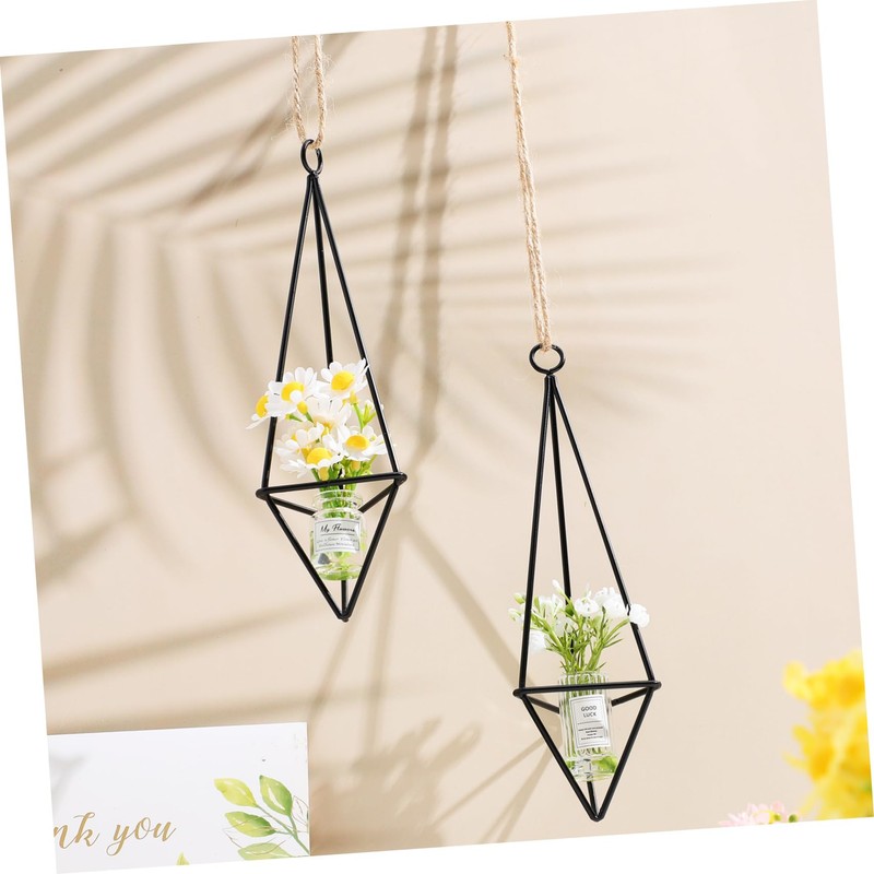 SUPVOX 4Pcs Geometric Metal Air Plant Holder Stylish Hanging Planter