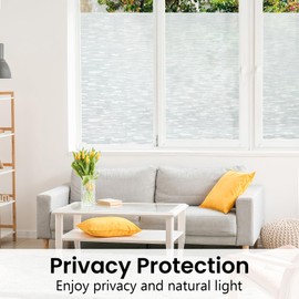 Haton Window Privacy Film, Frosted Glass Window Film, Static Cling UV Sun Blocking Window Clings, Opaque Vinyl Window Coverings Stickers for Home Office Door, Non Adhesive 35.4" x 118.1"