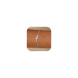 Dochais Cross Bracelet Women's - 14K Gold Plated Bracelets Waterproof Adjustable Gold/Silver Bracelet Set for Women Girls Golden Bracelet Jewellery Gift, 22 cm, Brass