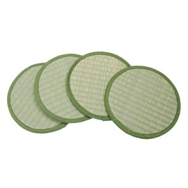 Hagihara Grass Table Mat, Round, Green, Set of 4, Diameter Approx. 6.3 inches (16 cm)