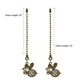 Ceiling Fan Pull Chain Extender,12 Inches Bee Shaped Ceiling Fan Pull Chain Set for Lighting and Fan Beaded Ball Fan Pull Chain Extender with Connector (Antique Bronze)
