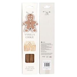 Christmas Gingerbread Incense Sticks Set of 40, Choose from Spiced Nutmeg, Gingerbread, or Vanilla Cookie Scents, with Gingerbread Man Holder (Vanilla Cookie)