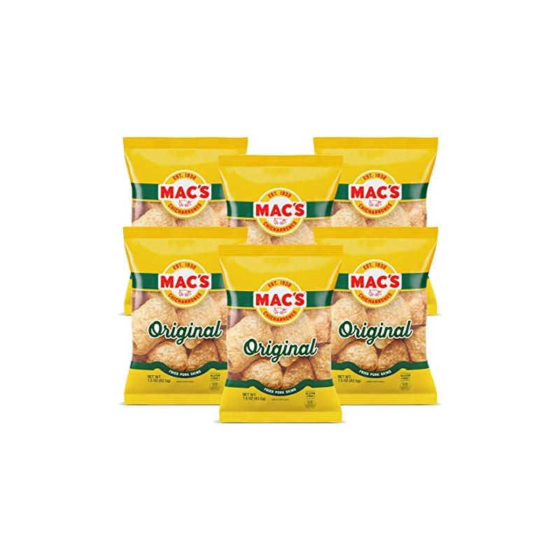 Mac's Crunchy Chicharrones, Low Carb, Keto Friendly Snack (Original, 5
